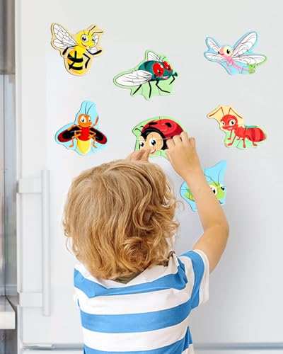 Magnetic Puzzles for Toddlers 1-3, Travel Puzzles for Kids Ages 2-4, Animal Activities Toy Wooden Jigsaw Puzzles Book for Boys & Girls 3-5, Learning Magnet Present for Road Trip - style: Insect