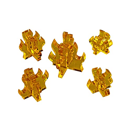 LITKO Flame Markers | for RPG & Wargames | Translucent Yellow | Variety | General fire & hazard effects | Set of 5, 3 sizes | Multi-part 3mm acrylic | Glue assembly - color: Transparent Yellow, size: Variety Pack