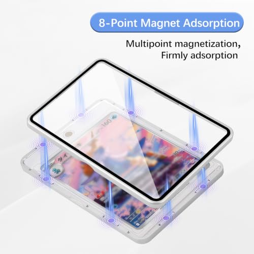 Card Case, 8-Point Magnetic Lock, Premium Aluminum Alloy Protector with 35pt One Touch Card Holder, Personalized Card Sleves Fits Trading Cards, Sports Cards, Game Cards, Collectible Cards (Silver) - color: Silver, style: Card Case