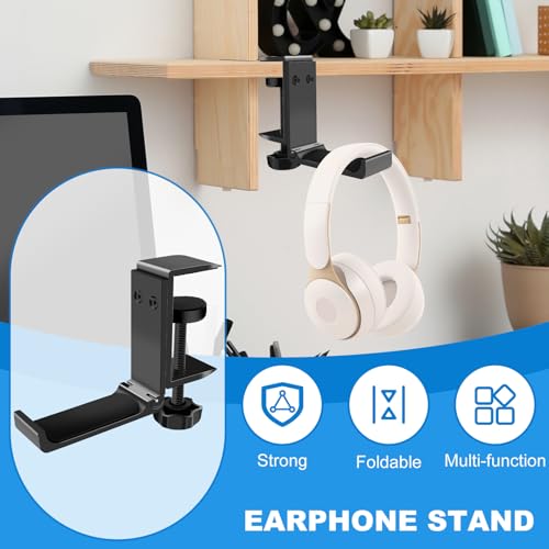 1PCS Headphone Stand Hanger Holder, Foldable Aluminum Desk Headphone, Universal Space Saving Headset Stand Multifunctional Under Desk Hanger for Home Office - size: Black 1PCS