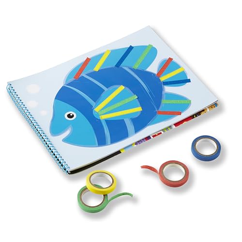 Melissa & Doug Tape Activity Book for Kids with 4 Easy-Tear Tape Rolls (Blue, Green, Red, Yellow) & 20 Reusable Scenes on Spiral-Bound Sheets, Road Trip Activities & Travel Toys for Kids Ages 4+ - size: 0.45 inch