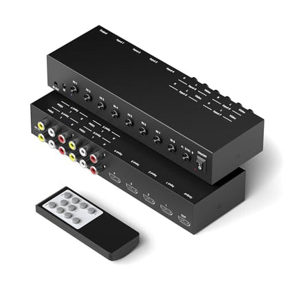 4 AV Inputs + 4 HDMI 2.0 Inputs to HDMI Converter (8 in 1) with Upgrade New Version - style: 4 RCA + 4 HDMI Converter