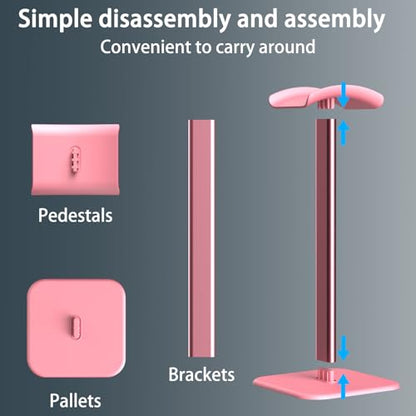 Headphone Stand for Desk - Headset Stand Headphone Holder (Pink) | with Aluminum Hanger and Plastic Headrest, headphone holder for AirPods Max, Sony, Bose, Beats and More - color: Pink