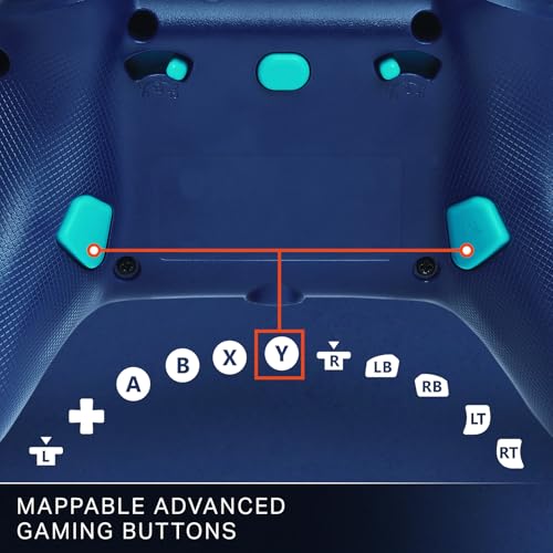PowerA Advantage Wired Controller for Xbox Series X|S - Blue Wave, gamepad, hall effect thumbsticks, gaming controller, USB-C, Works with Xbox One, Officially Licensed - style: Blue Wave