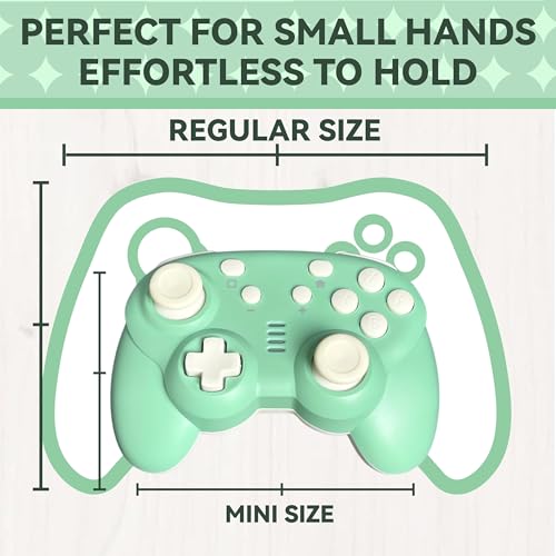 turbX Mate Mini wireless Nintendo switch wireless controller, usb controller for pc - Small Gamepad 6-Axis Gyro Motion Sensor, Joystick (Retro Green) - color: Green