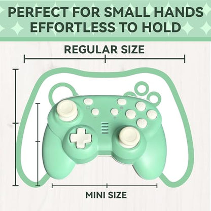 turbX Mate Mini wireless Nintendo switch wireless controller, usb controller for pc - Small Gamepad 6-Axis Gyro Motion Sensor, Joystick (Retro Green) - color: Green