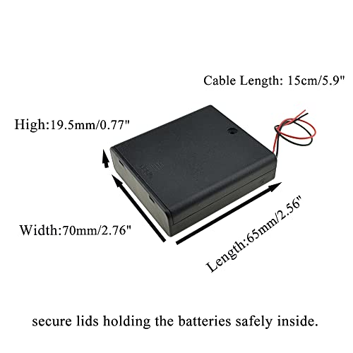 HAHIYO 6V AA Battery Holder Bundle with Wire Sturdy Cover Flexible Springs Contact Build-in Switch Batteries Black Case Easy Install 3 Pieces for Wall Clocks Ham Radio Kids Toys - style: 4AA-3P