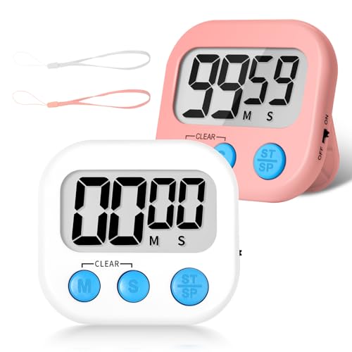 ZILLEEN Classroom Timer for Kids Teachers 2 Pack Digital Timers, White & Pink - color: White & Pink