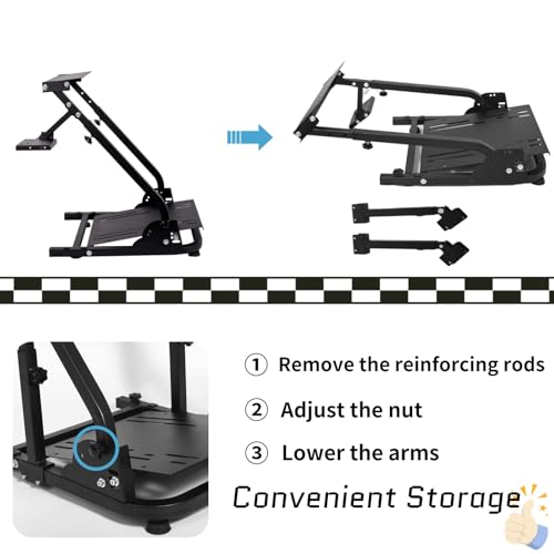 Anman Racing Wheel Stand PRO Fit for Logitech G27 G29 G920,for Fanatec,for Thrustmaster Adjustable Height Gaming Steering Wheel Mount Racing Simulator Cockpit Foldable Without Pedal and steering Wheel