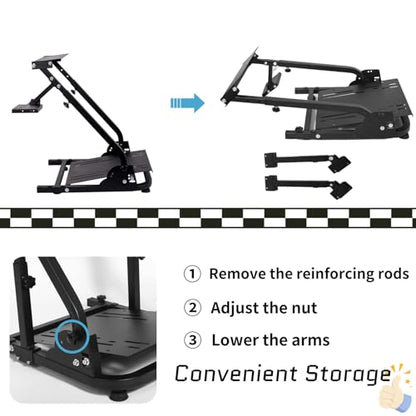 Anman Racing Wheel Stand PRO Fit for Logitech G27 G29 G920,for Fanatec,for Thrustmaster Adjustable Height Gaming Steering Wheel Mount Racing Simulator Cockpit Foldable Without Pedal and steering Wheel