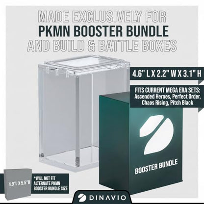 Dinavio Crafthouse 3 Pack PKMN Booster Bundle Acrylic Case w/ Stackable Grooves - Tall Size Compatible w/ Booster Bundle Sets Ascended Heroes+ 4.6" x 2.2" x 3.1" (3 Pack) - size: Tall Size Mega Era 4.6" x 2.2" x 3.1"