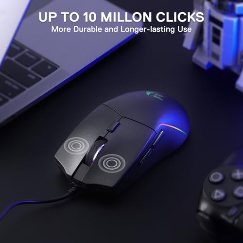 Redragon M730 Wired RGB Gaming Mouse 10K DPI Lightweight Remapping Keys | Stable Lag-Free Connection, Redefine Keybinding Macro, Vibing Backlight, Ergonomic Grip Body Comfort - size: Wired