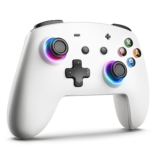 ECHTPower Switch 2 Pro Controller with Hall Effect Joysticks, One-Key Wake-Up for Switch 2, Wireless Controller for Switch 2/Switch/Lite/OLED, Turbo Button, 4 Back Buttons, RGB Lighting, 3.5mm Jack, Dual Vibration, 6-Axis Gyro (White 1) - color: White 1