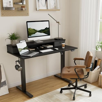 Agilestic 63 x 24 Inches Electric Standing Desk with 2 Storage Drawers, Stand Up Desk Adjustable Height, Sit and Stand Computer Table with Splice Board, White - color: Black, size: 63 x 24 Inches with 2 drawers