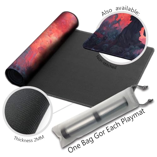 MTG Playmats(Stitched) 14x24in Compatible for OCG CCG RPG TCG Playmats with Card Zones Storage Bag (Dance of Death-No Zone) - color: Dance of Death-no Zone