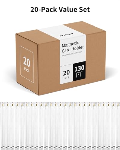 130PT Magnetic Card Holders, 20 Pack Clear UV Protection Display | Holders with Magnetic Closure for Trading Cards, Thick Sports & TCG Cards, Patch, Jersey, Relic, Memorabilia, Autograph Cards - size: 2.52 x 3.54 in 130PT Magnetic Card Holders