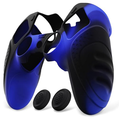 PlayVital Guardian Edition Anti-Slip Ergonomic Silicone Cover Case for ps5 Edge Controller, Soft Rubber Protector Skin for ps5 Edge Wireless Controller with Thumb Grip Caps - Blue & Black - color: Blue & Black