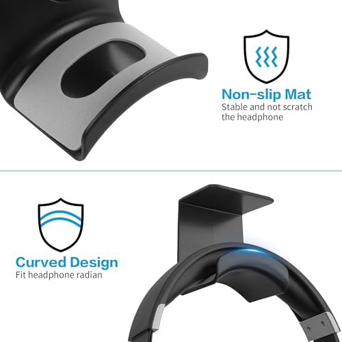 YAODHAOD Headset Hanger Holder Wall Mount, Sticky Headset Stand Holder Clip Under Desk for All Headphone/Controller (Black,Hanging Style) - color: Black, size: Hanging Style