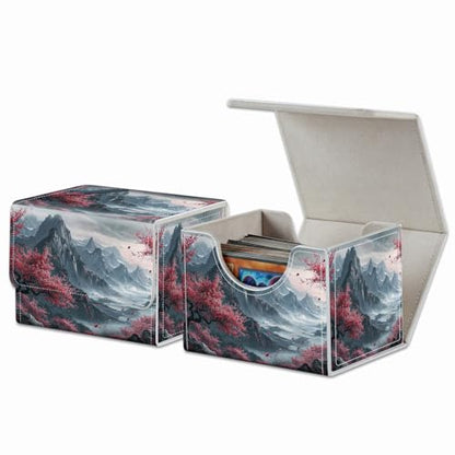 Strong Magnet Card Case Deck Box Mtg Card Box Playing Card Box Magic Deck Box Tcg Up to 200 Cards Creative Pattern Trading Card Storage Box for Collectible Card Games, Chinese Landscape Flowers - color: Chinese Landscape Flowers