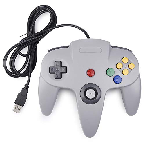 KIWITATA 2 Pack Classic N64 USB Controller, Retro N64 USB Wired Game Pad Joystick Controller for Windows PC/Mac Laptop Computer RetroPie Gray - color: Grey