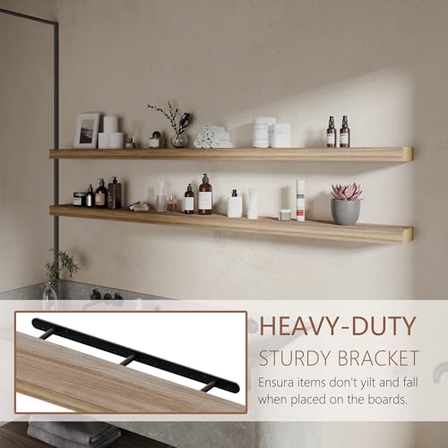 72 inch Long Floating Shelves for Wall,Solid Wood Long Wall Shelves Set of 2,Brwon Wooden Wall Mounted Shelf,Wall Bookshelf Bathroom Shelves - color: Brown, size: 72 Inch set of 2