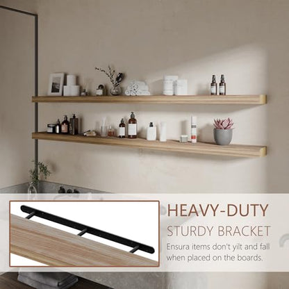72 inch Long Floating Shelves for Wall,Solid Wood Long Wall Shelves Set of 2,Brwon Wooden Wall Mounted Shelf,Wall Bookshelf Bathroom Shelves - color: Brown, size: 72 Inch set of 2