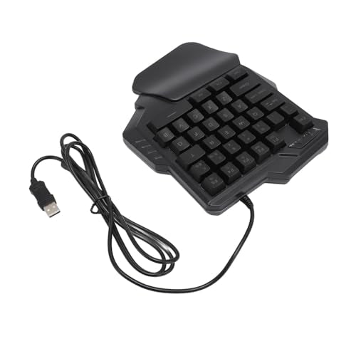 One Handed Gaming Keyboard, 35 Keys RGB Backlight Ergonomic Mini Gaming Keypad, PC Accessory with Wrist Rest, Ideal for 8, 7, Vista, ME, OS X