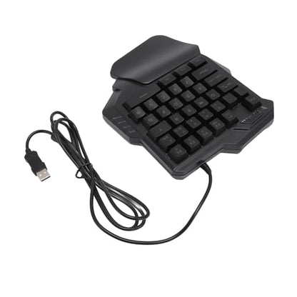 One Handed Gaming Keyboard, 35 Keys RGB Backlight Ergonomic Mini Gaming Keypad, PC Accessory with Wrist Rest, Ideal for 8, 7, Vista, ME, OS X