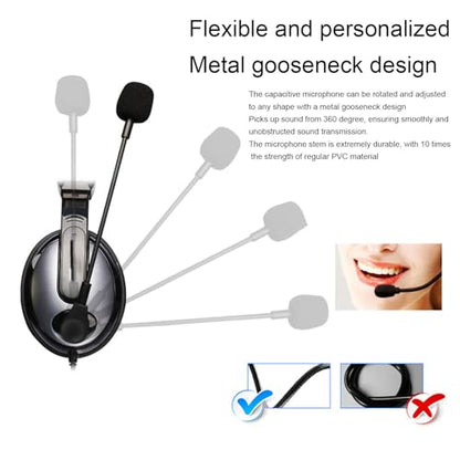 Yunseity Gaming Headset, Bass Surround Wired Headset, Noise Cancelling Flexible Mic Over Ear Headphones, Soft Memory Earmuffs, for PC