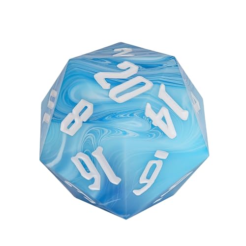 D20 Single Dice 55mm, 20 Sided DND Dice, Giant D20 D&D Polyhedral Die Large Die for RPG, Table Games (Blue/White Number) - color: Blue With White/White Number