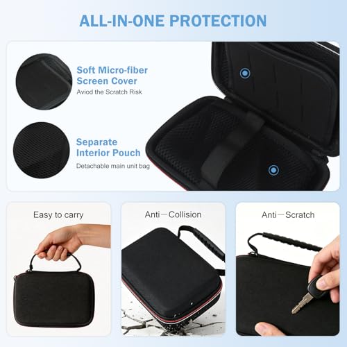 Carrying Case for N*intendo New 3DS XL with Unique Handle Design, Hard-Wearing Nylon Travel Pouch with Mesh Zipper Pocket for Accessories, Soft Microfiber Lining, Holds 16 Game Cartridges - Black