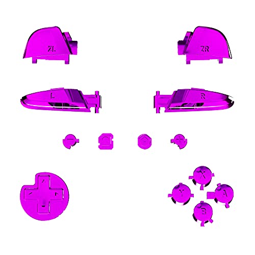 eXtremeRate Chrome Purple Repair ABXY D-pad ZR ZL L R Keys for Nintendo Switch Pro Controller, Glossy DIY Replacement Full Set Buttons with Tools for Nintendo Switch Pro - Controller NOT Included - color: Chrome Purple