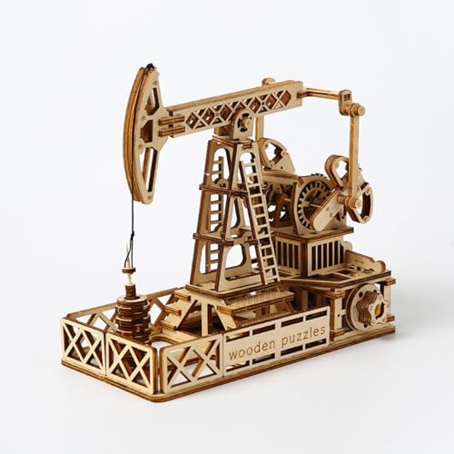 3D Wooden Puzzles Oilfield Oil Pump Model Kits, Brainteaser and Puzzle for Christmas/Birthday,Gifts for Adults and Teens to Build Combination