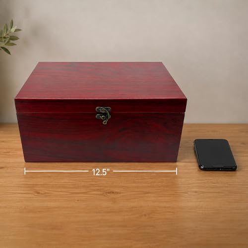 Sarge Rosewood Finish Large Gift Box, for Knives, Jewelry, Collectibles | foam-lined interior, brass latch, hinged lid, gift ready, knives, jewelry, watches, collectibles, 12.5" x 8.5" x 6"