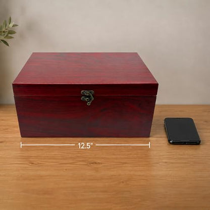 Sarge Rosewood Finish Large Gift Box, for Knives, Jewelry, Collectibles | foam-lined interior, brass latch, hinged lid, gift ready, knives, jewelry, watches, collectibles, 12.5" x 8.5" x 6"