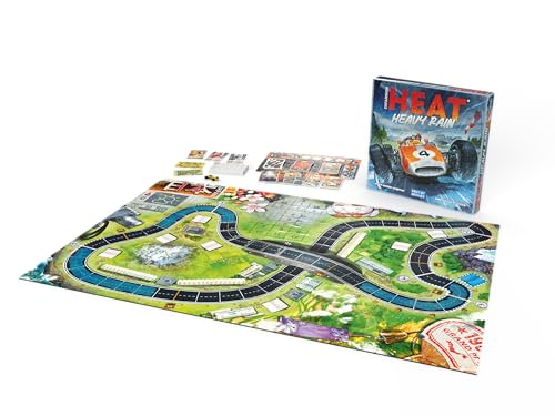 Asmodee Heat: Heavy Rain Board Game Expansion - New Japan & Mexico Tracks, Intense Car Racing Strategy Game, Fun Family Game for Kids & Adults, Ages 10+, 1-7 Players, 60 Min Playtime