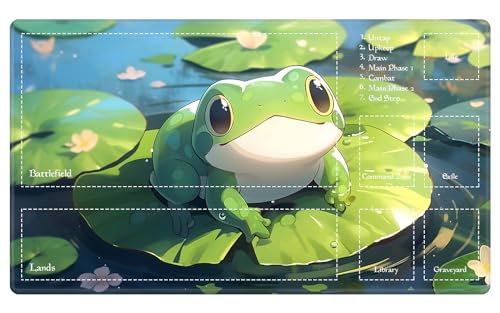 Playmat with Zones for MTG Card Game Playing, Game Mats Tabletop Magic Play Mats 24"x14" Commander Deck Gaming Desk Duel Mat Card Gameplay Mats for Beginner, Frog - color: Frog, size: 24"X14" With Zones