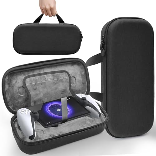 OZZYA Carrying Case for PS Portal Remote Player, Tailored Case for PS Portal with Accessory Storage Mesh, Protects Thumb Grips from Squeezing, Hard Shell For Travel Carrying, Black - color: Black