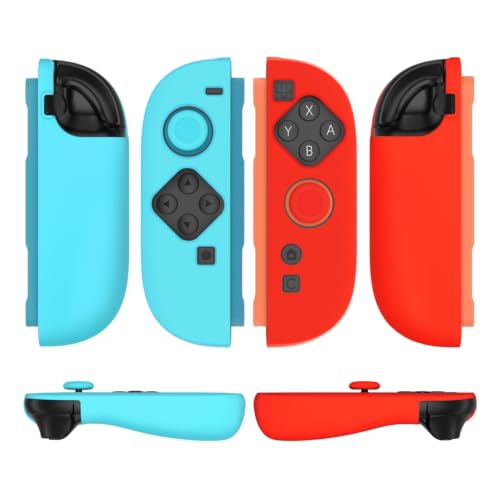 TNP JoyCon Cover for Nintendo Switch 2 Controller Case, Red/Blue | 2-Piece Anti-Slip Skin Set for Left and Right Joy-Con 2 Controllers with Matching Thumb Grip Caps; Controllers Not Included - color: Red+Light Blue