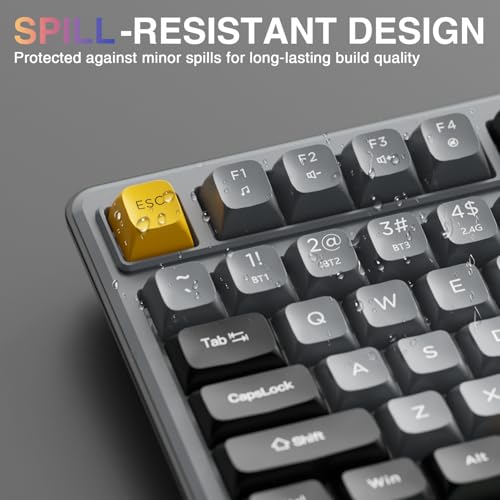 SOLAKAKA SK90 75% Wireless Gaming Keyboard - 4000mAh Tri-Mode (BT5.0/2.4G/USB-C) Cute Creamy Gaming Keyboard with Number Pad, Media Knob, RGB Backlit, Quiet Keys Silent Office Keyboards for PC MAC - color: Gray Black, size: SK90 - Wireless