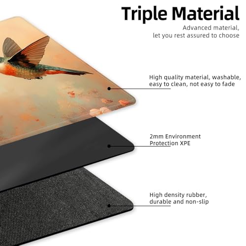 for MTG Playmat TCG Card Game Mat with Stitched Edges,Board Game Mats Non-Slip Waterproof Rubber Base 24 x 14 inch for CCG RPG DTCG Trading Card,Hummingbird Flower - color: Hummingbird Flower