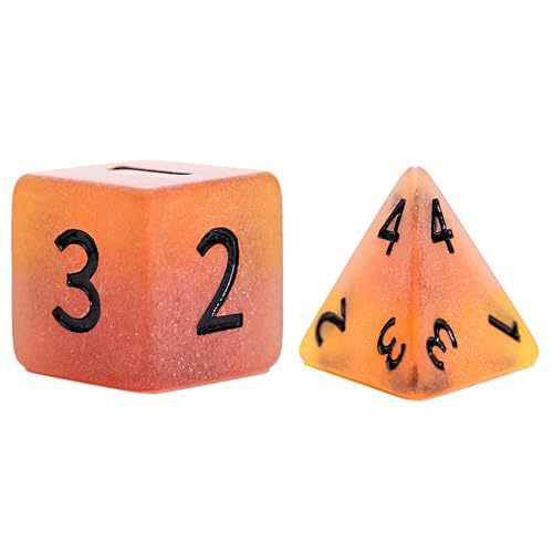 and Dice: Sea Glass Dice: Firebrand - 7pc RPG Set, Flaming Yellow & Fire Damage Orange Frosted Matte Resin, Role Playing Games Dice - style: Firebrand