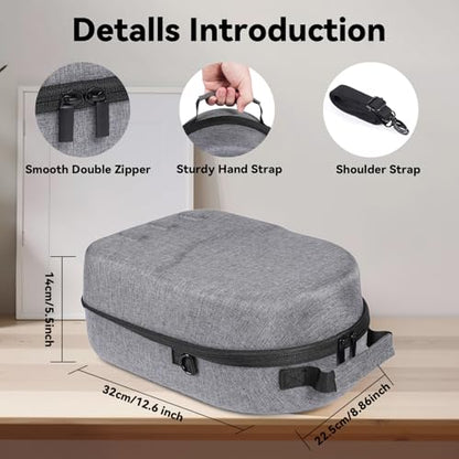 Large size Case for Meta Quest 3/3S, Compatible with Meta Quest 3/3S VR Headset, Controller Grips, Compatible with Battery Elite Strap, controllers and accessories Hard-shell travel storage case-Grey
