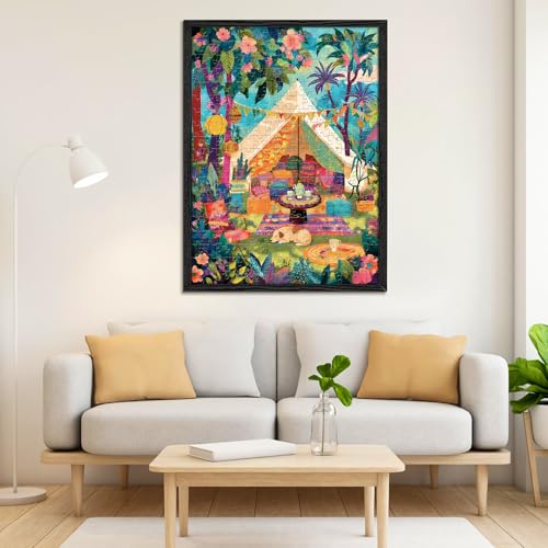 Camping 300 Piece Jigsaw Puzzles, Tropical Glamping 300 Piece Puzzle for Adults, Perfect for Family Time, Home Wall Decor, Great Gift for Adults, Seniors, 20.5 x 15 in - style: Tropical Glamping