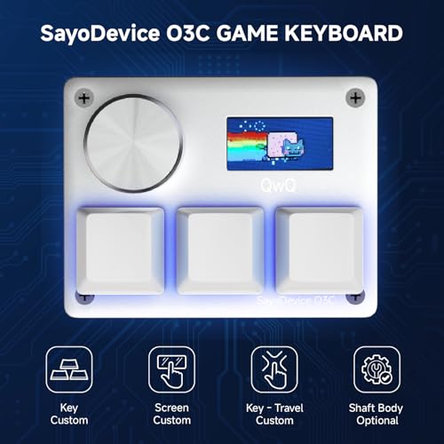 O3C Rapid Trigger Keyboard With Hall Magnetic Switch For OSU Geometry Dash | Rhythm Games,with Knob and Screen,Copy Paste,Shotcut,Macro Hotswap Mini Keypad Magnetic Linear Switches - color: Silvery, size: Outemu Peach V2