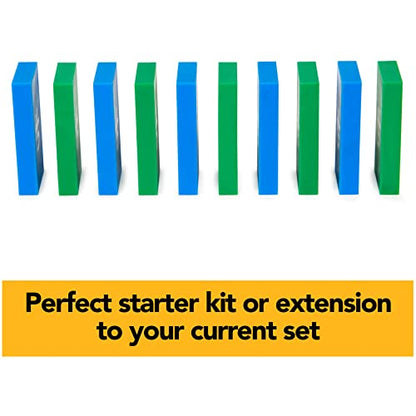 Spin Master Games H5 Domino Creations, 60-Piece Neon Blue/Green Set by Domino Artist Youtuber Lily Hevesh Classic Family Game, for Adults and Kids Ages 5 and up - color: Refill 60pc Blue & Green