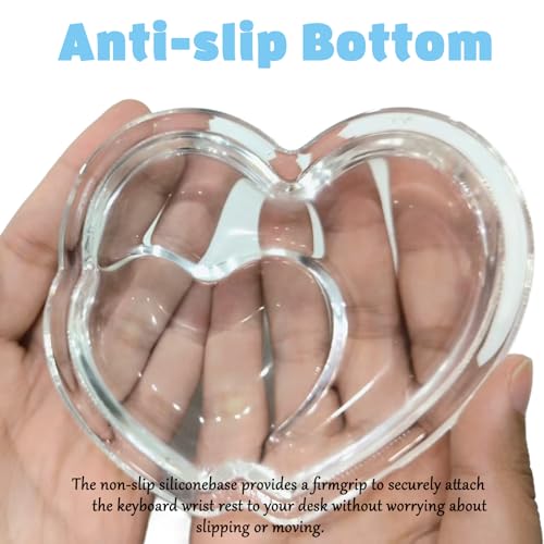 Gel Wrist Rest for Keyboard and Mouse Transparent White Heart Elbow Pad Cushion Ergonomic Cute Clear Cool Mouse Wrist Pad Silicone Non-Slip Support for Computer Gaming Home Office Hand Pillow - color: Heart White