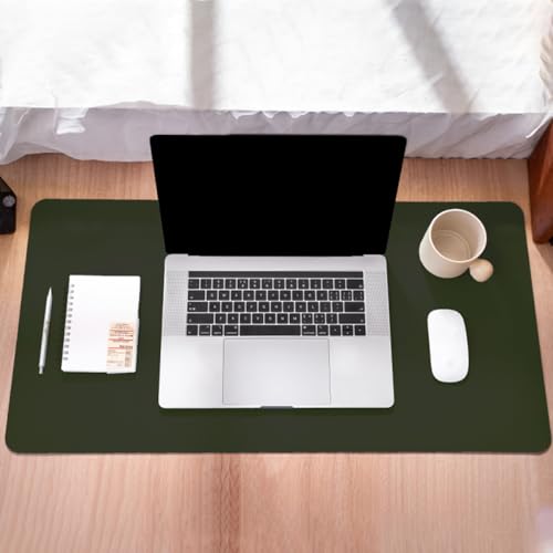 Non-Slip Leather Desk Mat, 31.5" x 11.8" Waterproof Laptop Computer Desk Keyboard Pad, Large Mouse Pad for Office,Work, Home, Decor-Dark Green - color: Dark Green