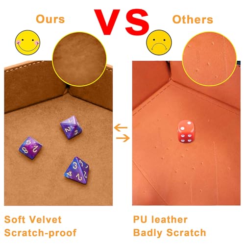 SIQUK 8 Pieces Dice Tray Hexagon Folding Dice Rolling Tray PU Leather Dice Trays Dice Holder Storage Box for D&D RPG Dice Games (Red,Blue,Violet,Black,Green,Yellow,Camel,Gray) - color: Red,blue,violet,black,green,yellow,camel,gray