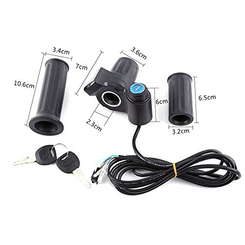 Tbest Half Twist Throttle,Throttle with Key Ignition,Universal E Throttle Grip Electric Motor Scooter Speed Controller & Cable Set,12V 99V Half Wrist Grip Throttle Handle with LED Display Key